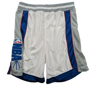 NBA Elevation Shorts Mens Large Basketball White Blue Gray Polyester Athletic